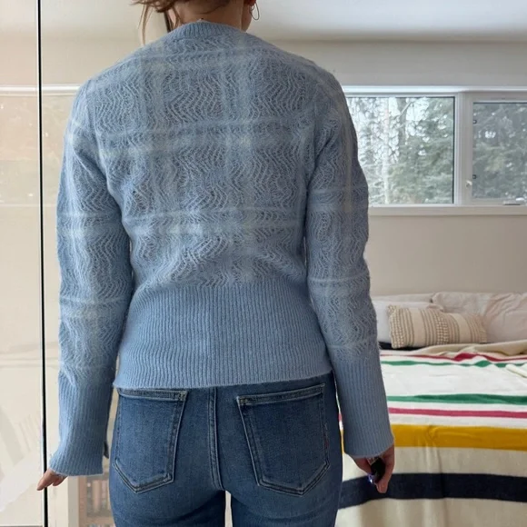 Phillip Lim Alpaca blend blue pointelle knit sweater xs-s - Picture 5 of 14